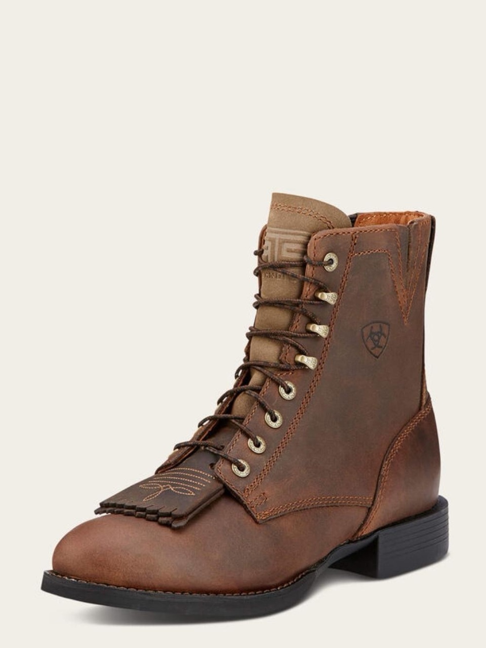 Ariat Brown Leather Lace-Up Riding Boot with Fringe Kiltie